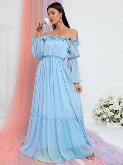 Style FSWD0928 Faeriesty Blue Size 0 Floor Length Jersey Tall Height A-line Dress on Queenly