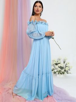 Style FSWD0928 Faeriesty Blue Size 4 Jersey Polyester Fswd0928 Floor Length A-line Dress on Queenly