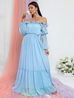 Style FSWD0928 Faeriesty Blue Size 4 Jersey Polyester Fswd0928 Floor Length A-line Dress on Queenly