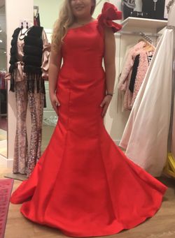 Jovani Red Size 12 Bridgerton One Shoulder Mermaid Dress on Queenly