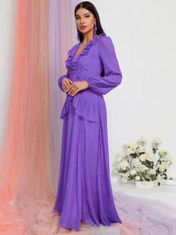 Style FSWD0967 Faeriesty Purple Size 0 Tall Height Floor Length Black Tie Straight Dress on Queenly