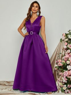 Style FSWD0731 Faeriesty Purple Size 4 Silk Floor Length Satin Jersey Ball gown on Queenly