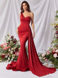 Style FSWD0768 Faeriesty Red Size 12 Tall Height Silk Plus Size Black Tie Satin Straight Dress on Queenly