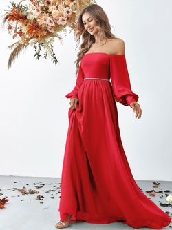 Style FSWD0865 Faeriesty Red Size 0 Military Floor Length Straight Dress on Queenly
