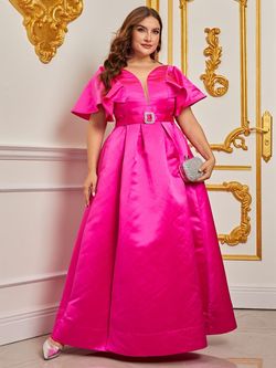 Style FSWD0819P Faeriesty Pink Size 20 Polyester Satin Straight Dress on Queenly