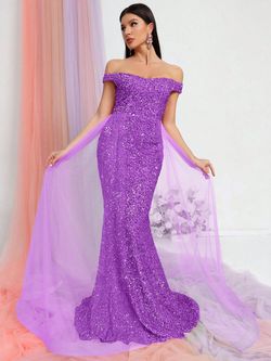 Style FSWD0478 Faeriesty Purple Size 0 Floor Length Jersey Tall Height Mermaid Dress on Queenly
