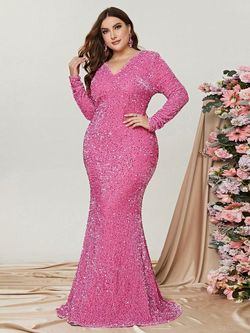 Style FSWD0531P Faeriesty Pink Size 24 Sequin Jersey Fswd0531p Mermaid Dress on Queenly