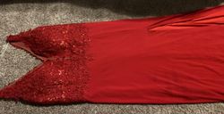faviana Red Size 18 Plus Size 50 Off Side Slit Ball gown on Queenly