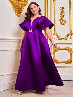 Style FSWD0819P Faeriesty Purple Size 24 Plus Size Jersey Tall Height Straight Dress on Queenly