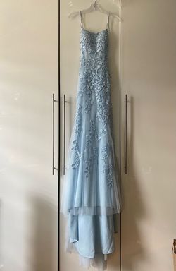 Sherri Hill Blue Size 00 Black Tie Tall Height Prom Free Shipping Ball gown on Queenly