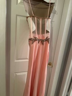 JOVANI Pink Size 2 Floor Length Appearance Coral Side slit Dress on Queenly