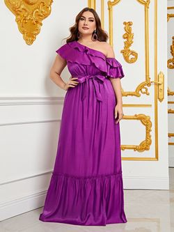 Style FSWD0858P Faeriesty Purple Size 20 Jersey Plus Size Military A-line Dress on Queenly