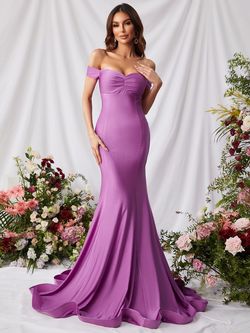 Style FSWD0766 Faeriesty Purple Size 12 Floor Length Tall Height Polyester Plus Size Mermaid Dress on Queenly