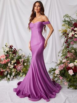Style FSWD0766 Faeriesty Purple Size 16 Floor Length Jersey Tall Height Mermaid Dress on Queenly