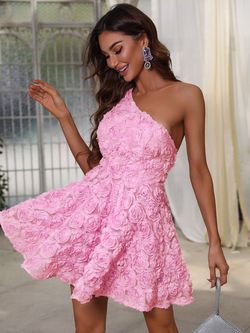 Style FSWD0745 Faeriesty Pink Size 8 Euphoria Fswd0745 One Shoulder Cocktail Dress on Queenly