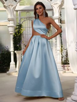 Style FSWD0627 Faeriesty Blue Size 0 Satin Military Silk A-line Dress on Queenly