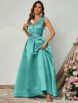 Style FSWD0731 Faeriesty Green Size 12 Fswd0731 Floor Length Satin Ball gown on Queenly