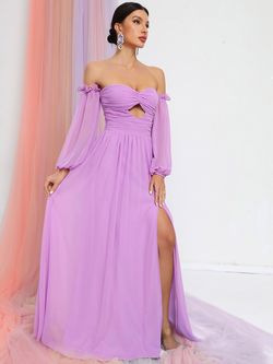 Style FSWD0635 Faeriesty Purple Size 0 Floor Length Jersey Tall Height A-line Dress on Queenly