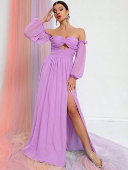 Style FSWD0635 Faeriesty Purple Size 0 Polyester Cut Out Fswd0635 Floor Length A-line Dress on Queenly