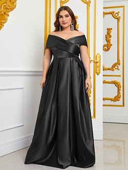 Style FSWD0861P Faeriesty Black Size 20 Satin Tall Height Silk Polyester A-line Dress on Queenly