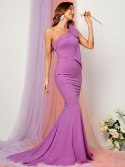 Style FSWD0811 Faeriesty Purple Size 0 Polyester Military Satin Violet Mermaid Dress on Queenly