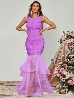 Style FSWD0833 Faeriesty Purple Size 0 Sheer Fswd0833 Military Mermaid Dress on Queenly