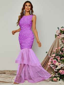 Style FSWD0833 Faeriesty Purple Size 12 Jersey Sheer Mermaid Dress on Queenly