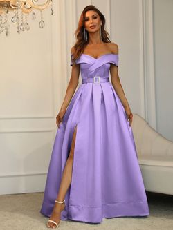 Style FSWD0195 Faeriesty Purple Size 0 Satin Violet Silk Ball gown on Queenly