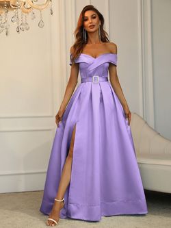 Style FSWD0195 Faeriesty Purple Size 8 Prom Satin Floor Length Ball gown on Queenly