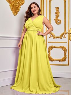 Style FSWD0779P Faeriesty Yellow Size 20 Plus Size Military Fswd0779p Tall Height A-line Dress on Queenly