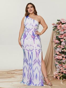 Style FSWD0798P Faeriesty White Size 20 Polyester Jewelled Engagement Plus Size Tall Height Side slit Dress on Queenly