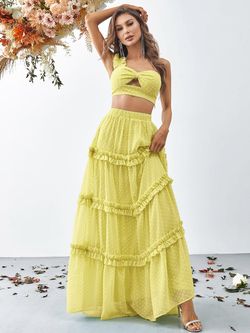 Style FSWU9004 Faeriesty Yellow Size 8 One Shoulder Floor Length Straight Dress on Queenly