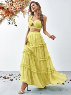 Style FSWU9004 Faeriesty Yellow Size 12 Black Tie Tulle Plus Size Straight Dress on Queenly