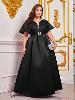 Style FSWD0819P Faeriesty Black Size 24 Jersey Satin Straight Dress on Queenly