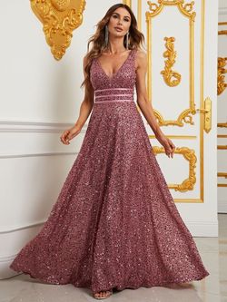 Style FSWD0776 Faeriesty Pink Size 8 Sequined Backless Jewelled Belt A-line Dress on Queenly