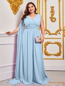 Style FSWD0779P Faeriesty Blue Size 20 Polyester Plus Size Floor Length A-line Dress on Queenly