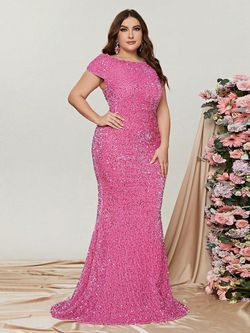 Style FSWD0543P Faeriesty Pink Size 24 Sequined Plus Size Mermaid Dress on Queenly