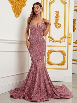 Style FSWD0594 Faeriesty Pink Size 12 Spaghetti Strap Fswd0594 Polyester Tall Height Mermaid Dress on Queenly