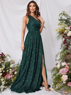 Style FSWD0431 Faeriesty Green Size 4 Sequin Polyester A-line Dress on Queenly