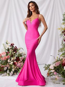 Style FSWD0759 Faeriesty Hot Pink Size 8 Polyester Spaghetti Strap Mermaid Dress on Queenly