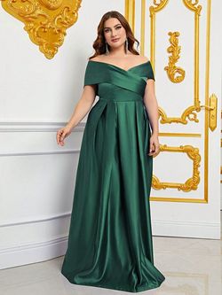 Style FSWD0861P Faeriesty Green Size 20 Satin Tall Height Silk Polyester A-line Dress on Queenly