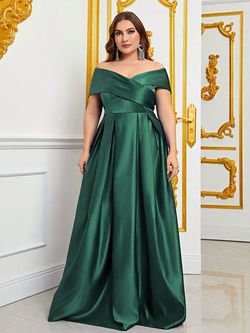 Style FSWD0861P Faeriesty Green Size 24 Satin A-line Dress on Queenly