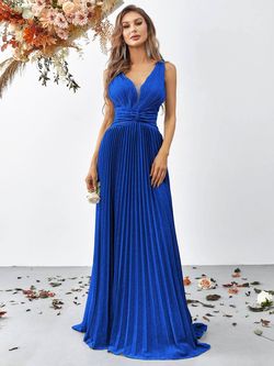 Style FSWD0972 Faeriesty Royal Blue Size 4 Floor Length Jersey Military A-line Dress on Queenly