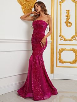 Style FSWD1055 Faeriesty Pink Size 12 Jersey Sheer Barbiecore Mermaid Dress on Queenly