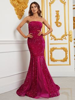 Style FSWD1055 Faeriesty Pink Size 12 Polyester Fswd1055 Tall Height Jewelled Mermaid Dress on Queenly