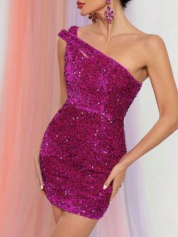Style FSWD1044 Faeriesty Pink Size 8 Jersey Tall Height Sequined Barbiecore Jewelled Cocktail Dress on Queenly
