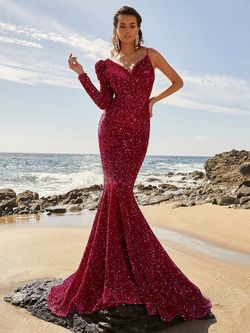 Style FSWD8016 Faeriesty Pink Size 0 Sequin Jewelled Tall Height Sequined Mermaid Dress on Queenly