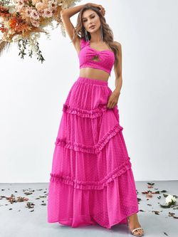Style FSWU9004 Faeriesty Pink Size 4 Black Tie Straight Dress on Queenly