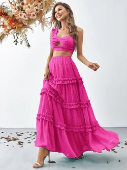 Style FSWU9004 Faeriesty Hot Pink Size 16 Polyester Tulle Jersey Straight Dress on Queenly