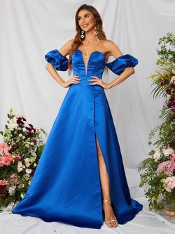 Style FSWD0641 Faeriesty Blue Size 0 Polyester Floor Length Side slit Dress on Queenly